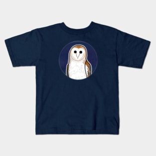 Starry Night Barn Owl (Small Print) Kids T-Shirt